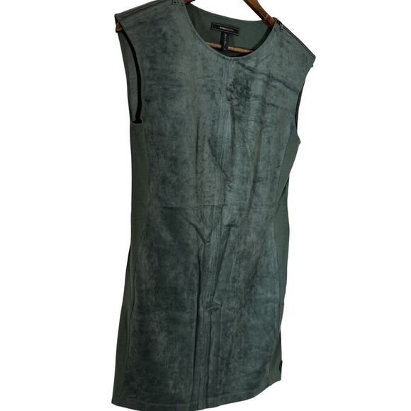BCBG Earthy Green‎ SAFARI Jade Bodycon Dress SZ S Velvet Color block Business - Picture 1 of 7